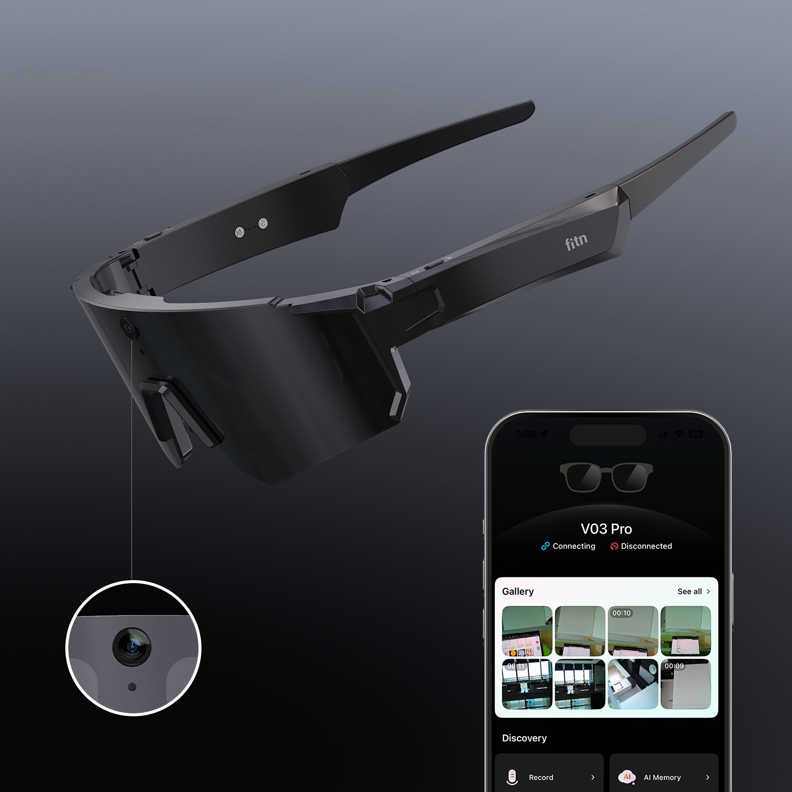 FITNAI Smart Glasses — HD Camera, AI Assistant & Open-Ear Audio