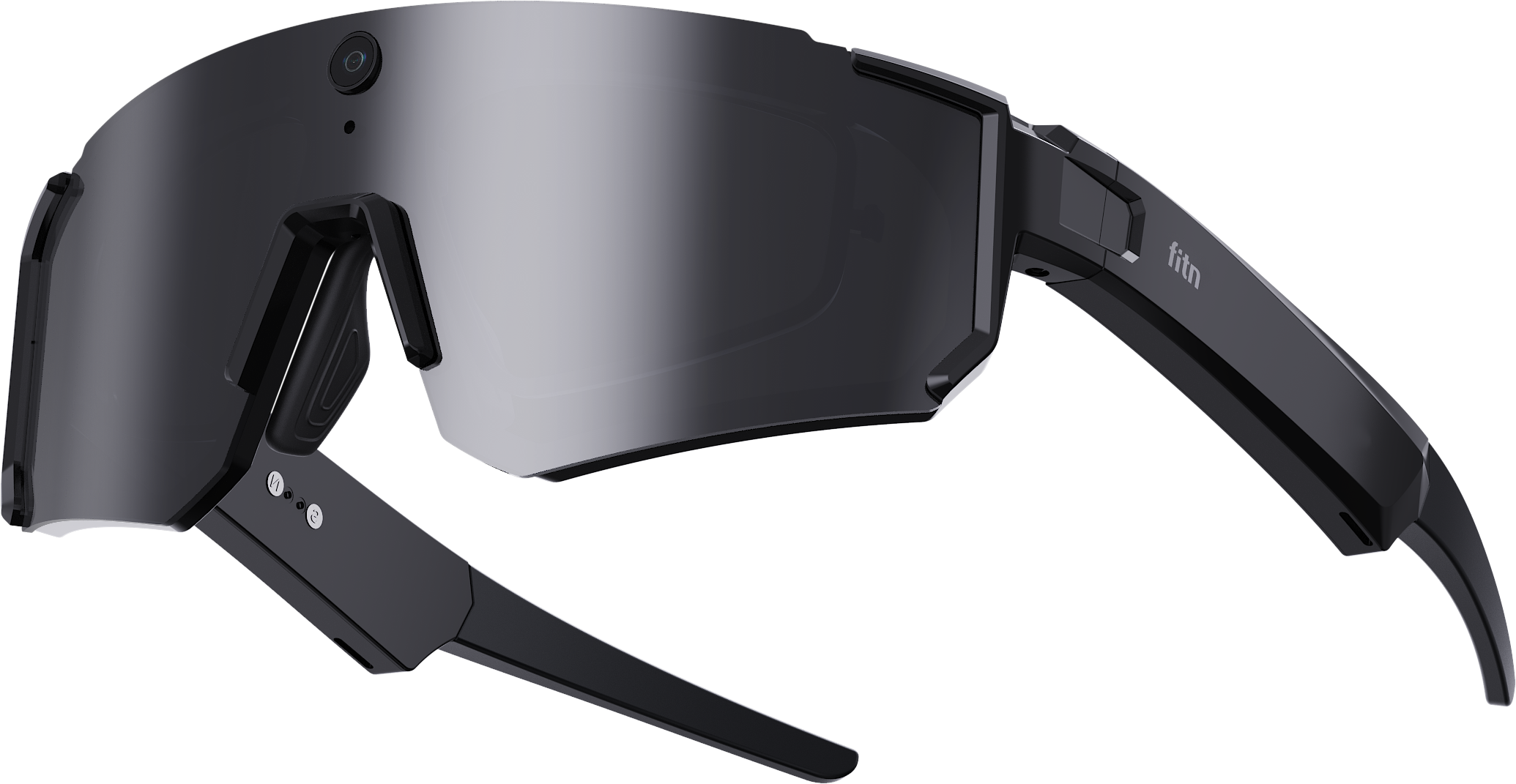 fitn Smart Glasses front view — lightweight AI sports camera glasses with 1200P POV camera
