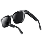 fitn V03 Pro AI smart glasses — matte black TR90 frame with built-in 8MP camera on temple