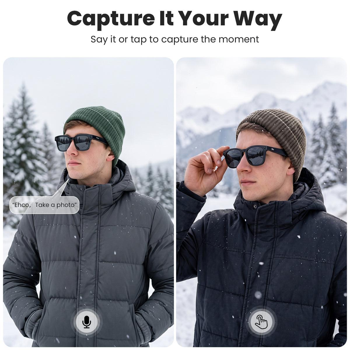 Gafas inteligentes fitn — Cámara POV de 8MP, Asistente de IA y audio de oído abierto | V03 Pro
