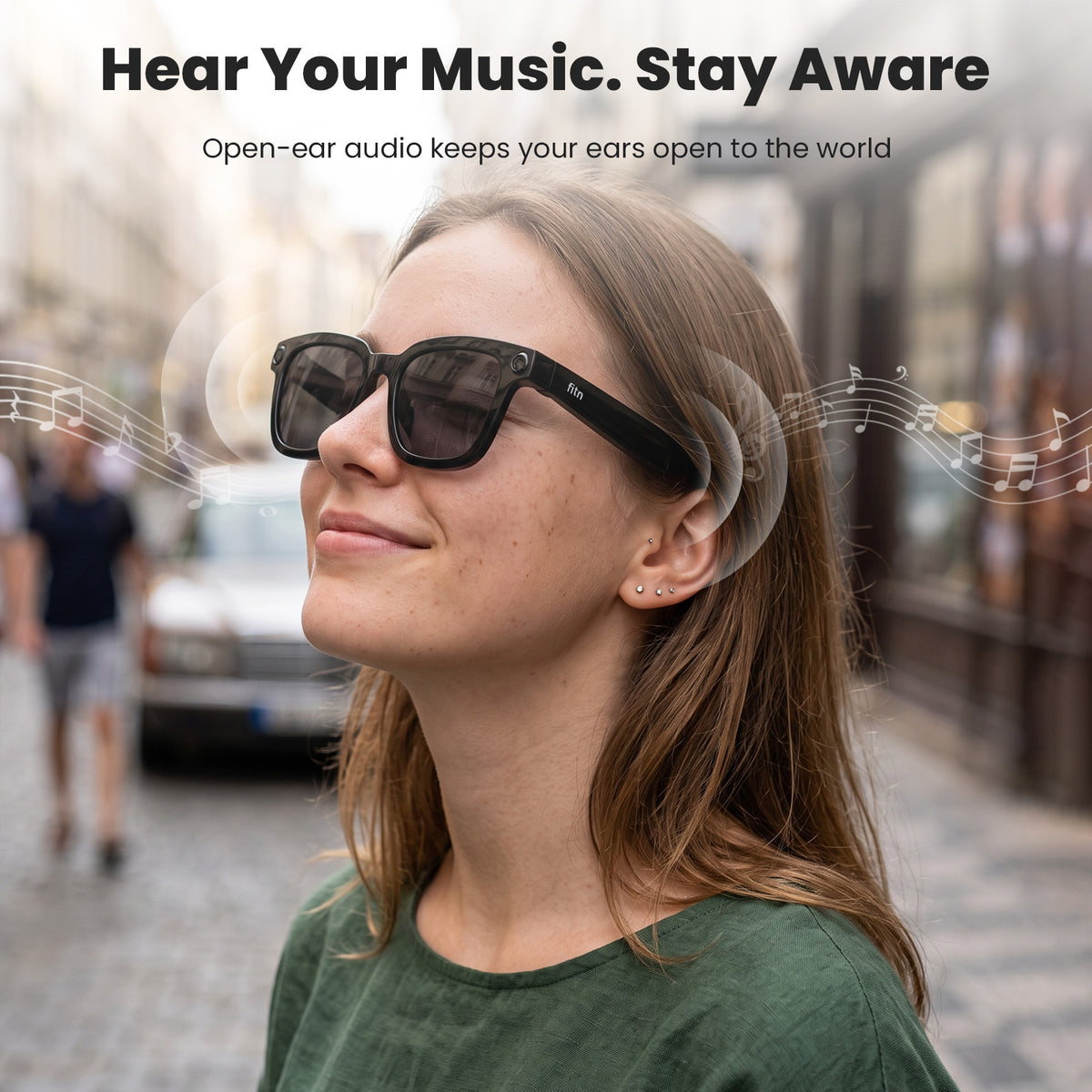 Gafas inteligentes fitn — Cámara POV de 8MP, Asistente de IA y audio de oído abierto | V03 Pro