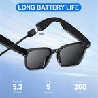fitn V03 Pro smart glasses — side detail view, TR90 frame with stainless hinges, 40g lightweight