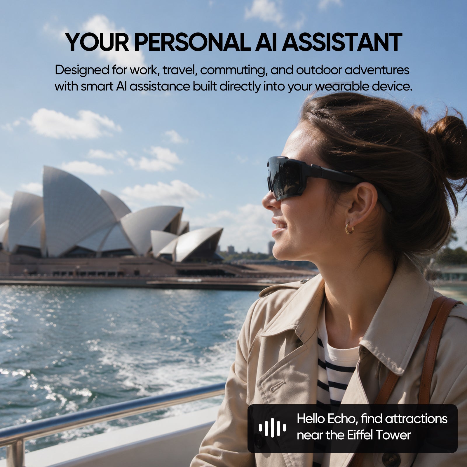 FITNAI Smart Glasses — HD Camera, AI Assistant & Open-Ear Audio