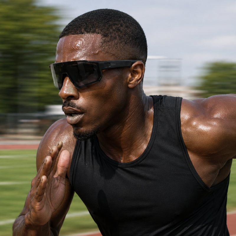 fitn Smart Glasses worn outdoors — hands-free POV recording for cycling, running and travel
